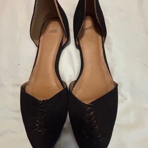 Black Women's Pointed D'Orsay Flats - Stylish Everyday Comfort size 12 5 & Union